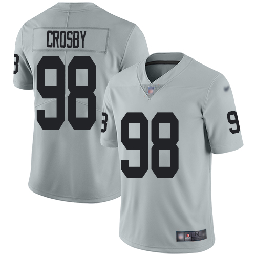 Men Oakland Raiders Limited Silver Maxx Crosby Jersey NFL Football #98 Inverted Legend Jersey->oakland raiders->NFL Jersey